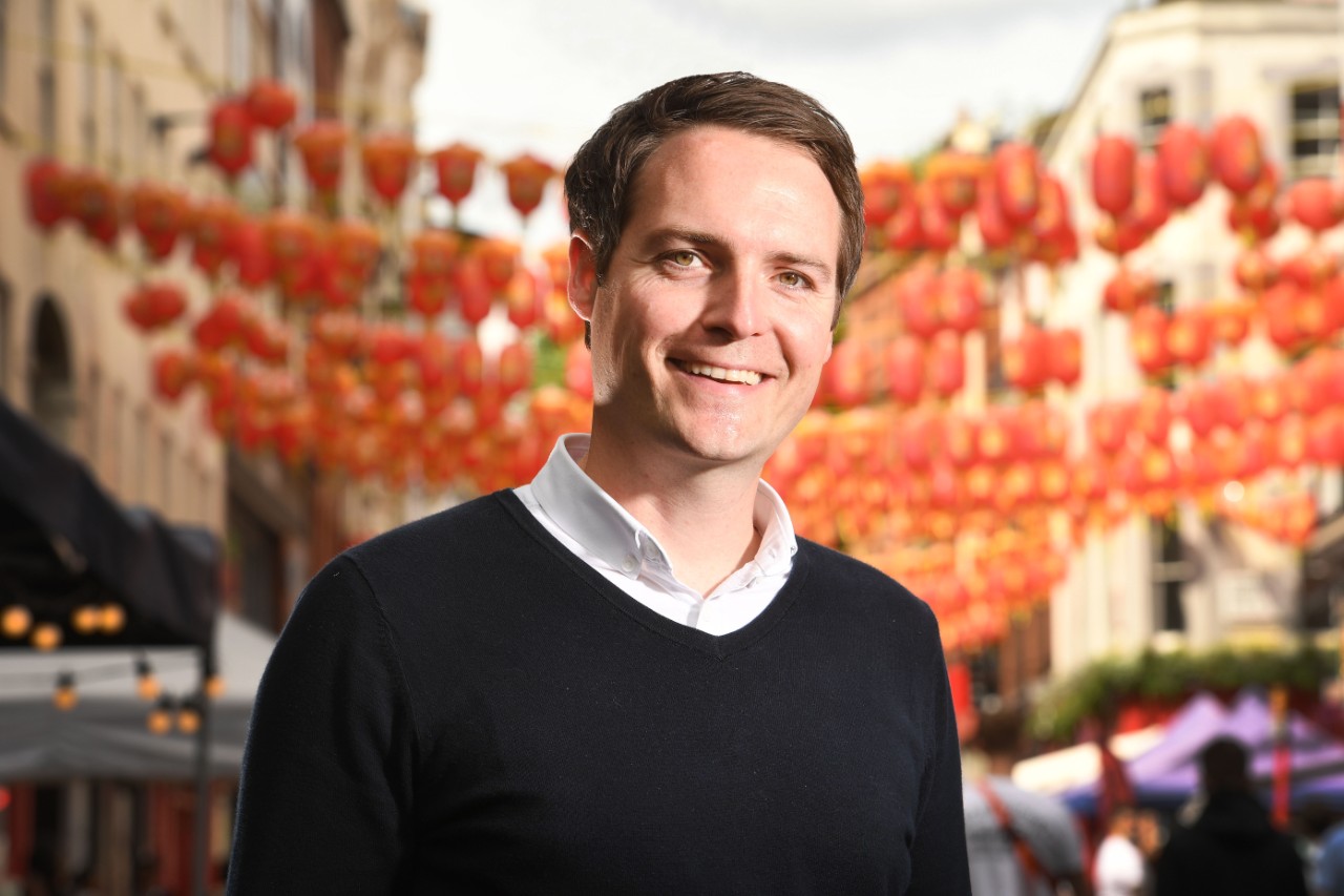Matt Thompson, Director of Insight at the Shaftesbury Group, pictured at the gate to China Town in LOndon's West End.©Russell Sach - 0771 882 6138